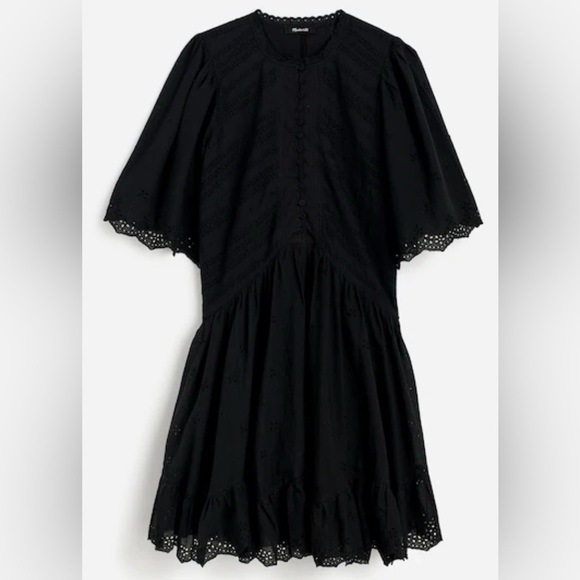 Madewell| Eyelet Flutter Sleeve Mini Dress in Cotton - Picture 4 of 6